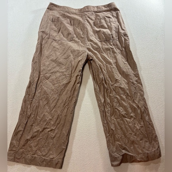 Eileen Fisher Tan Linen Ankle Pants Size 16 Straight Leg Lightweight Natural - Picture 2 of 5